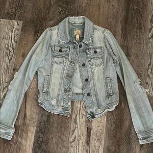 Women's Distressed Light Blue Denim Jacket